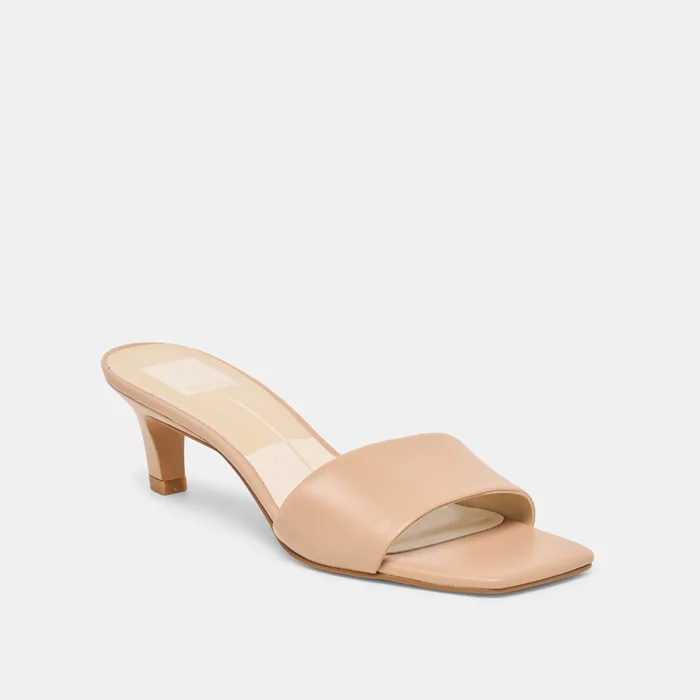 Rexa Wide Light Tan Leather Heels — view 3