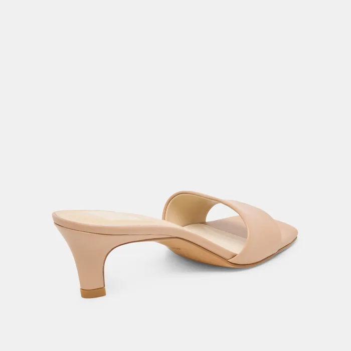 Rexa Wide Light Tan Leather Heels — view 4