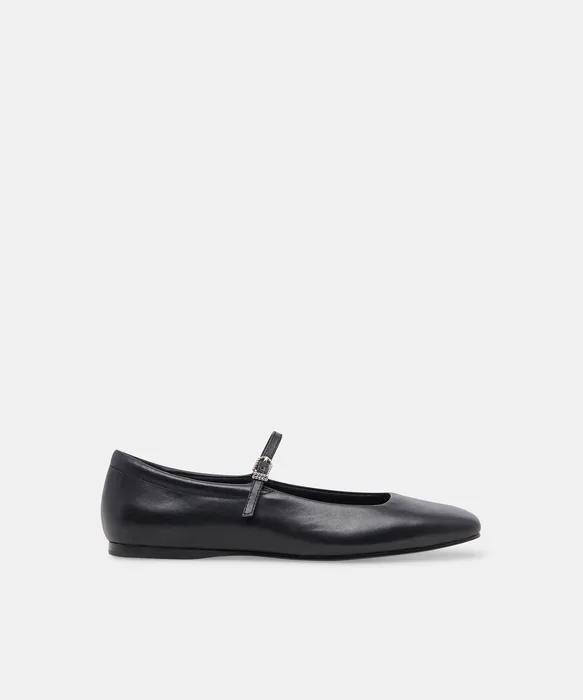 REYES Black Leather Mary-Jane Ballet Flats — view 2