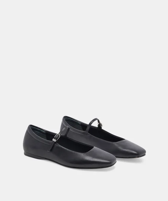REYES Black Leather Mary-Jane Ballet Flats — view 3