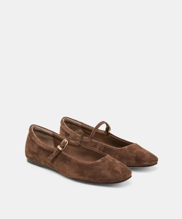 REYES Dk Brown Suede Mary-Jane Ballet Flats — view 3