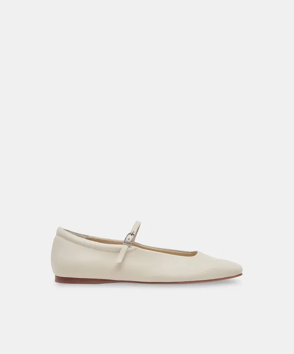 REYES Ivory Leather Mary-Jane Ballet Flats — view 2