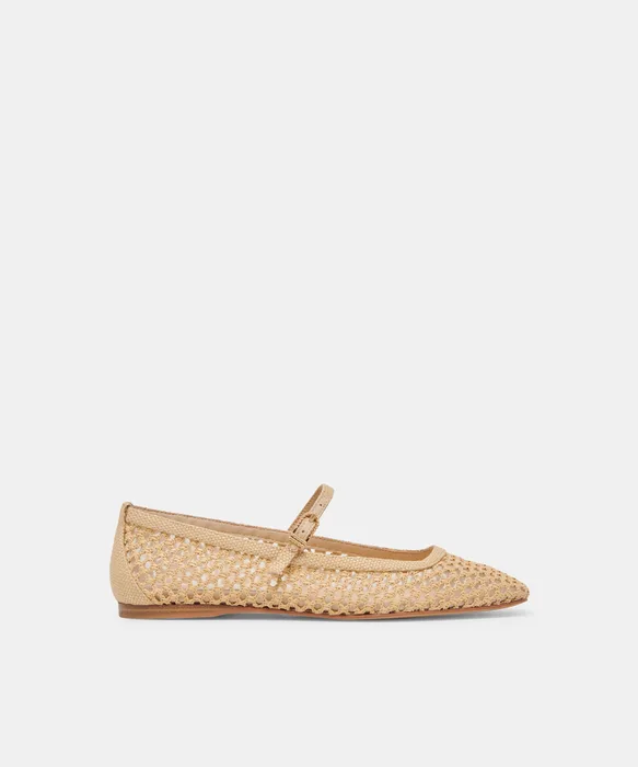 REYES Lt Natural Woven Raffia Mary-Jane Ballet Flats — view 2