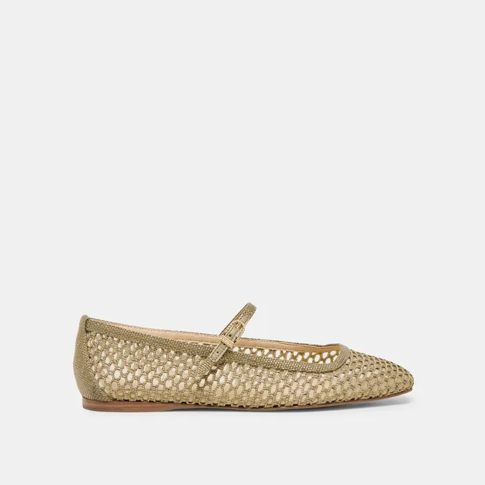 Reyes Olive Woven Raffia Ballet Flats — view 2
