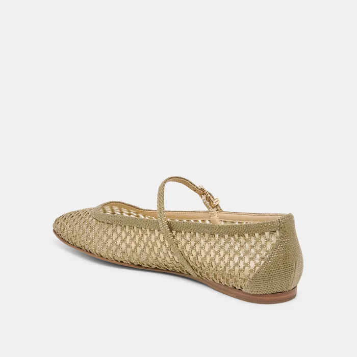Reyes Olive Woven Raffia Ballet Flats — view 6
