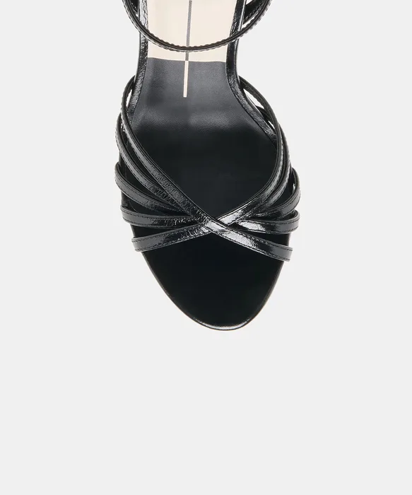 RIKI Black Leather Strappy Heels — view 4