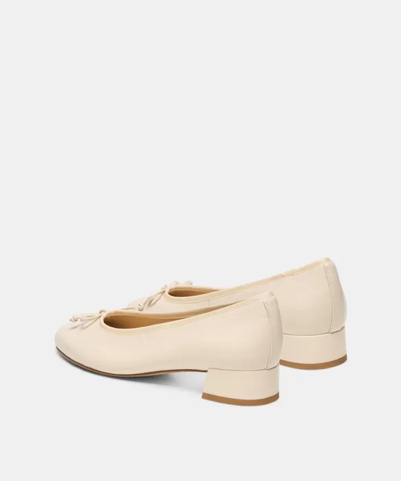 RITLA MID Alabaster Leather Ballet Block Heels — view 5