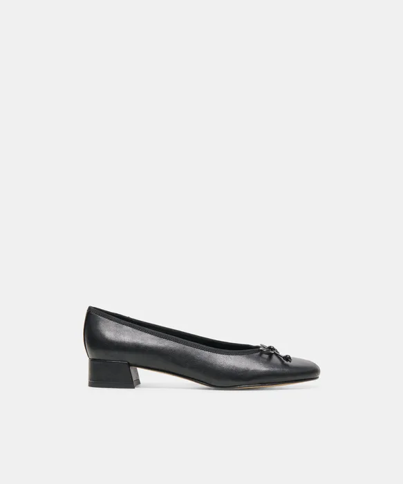 RITLA MID Black Leather Ballet Block Heels — view 2