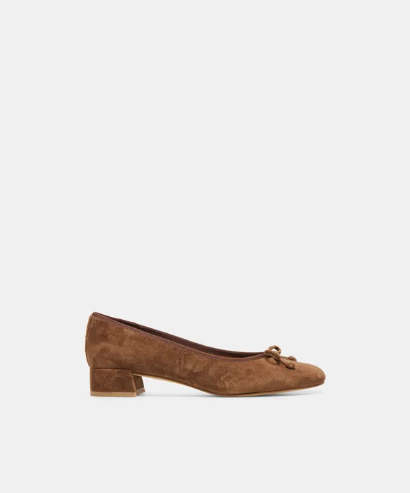 RITLA MID Cocoa Suede Ballet Block Heels — view 2