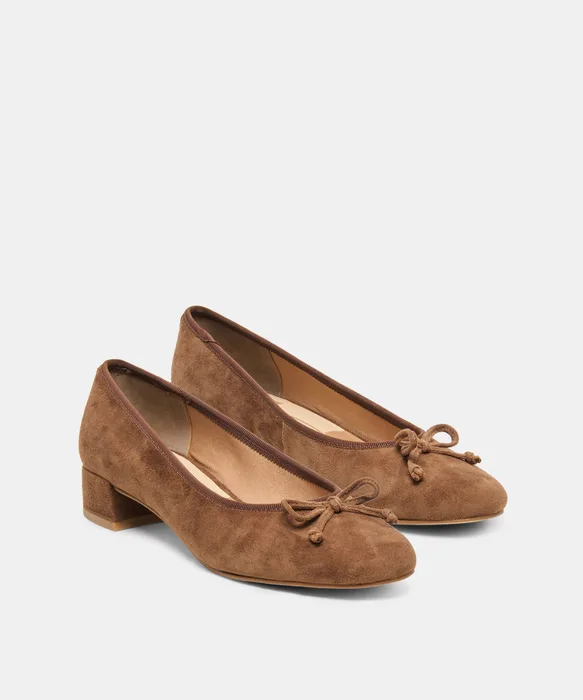 RITLA MID Cocoa Suede Ballet Block Heels — view 3