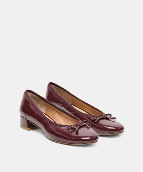 RITLA MID Cranberry Leather Ballet Block Heels — view 3