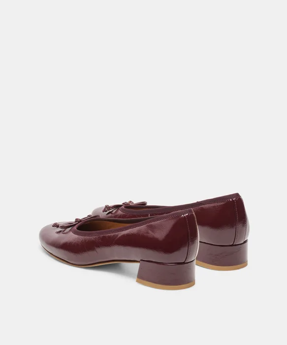 RITLA MID Cranberry Leather Ballet Block Heels — view 5