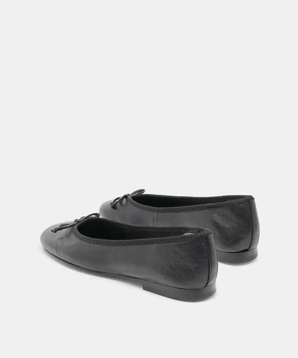 Ritla Wide Black Leather Ballet Flats — view 5