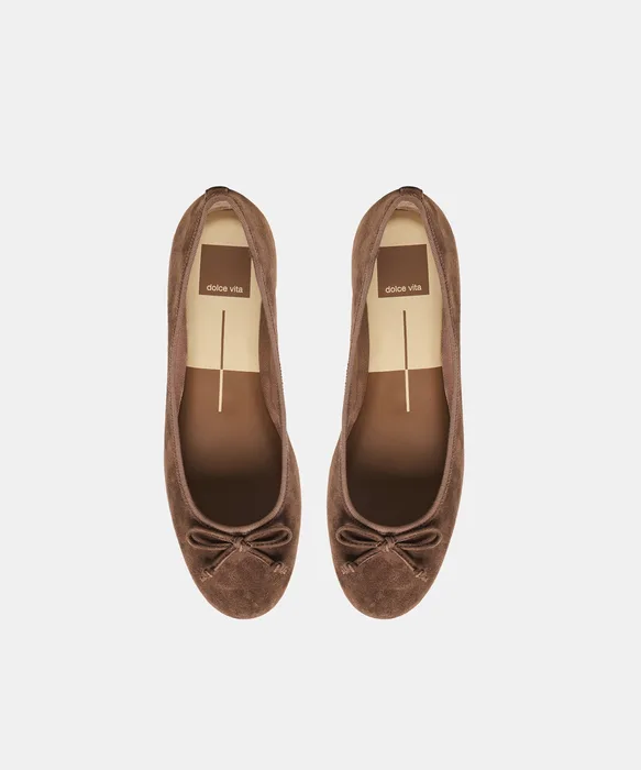 Ritla Wide Dk Brown Suede Ballet Flats — view 4