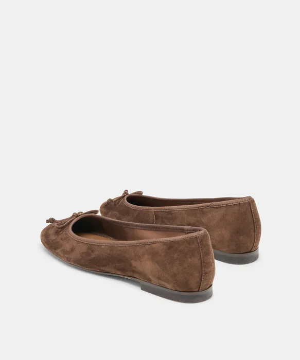 Ritla Wide Dk Brown Suede Ballet Flats — view 5