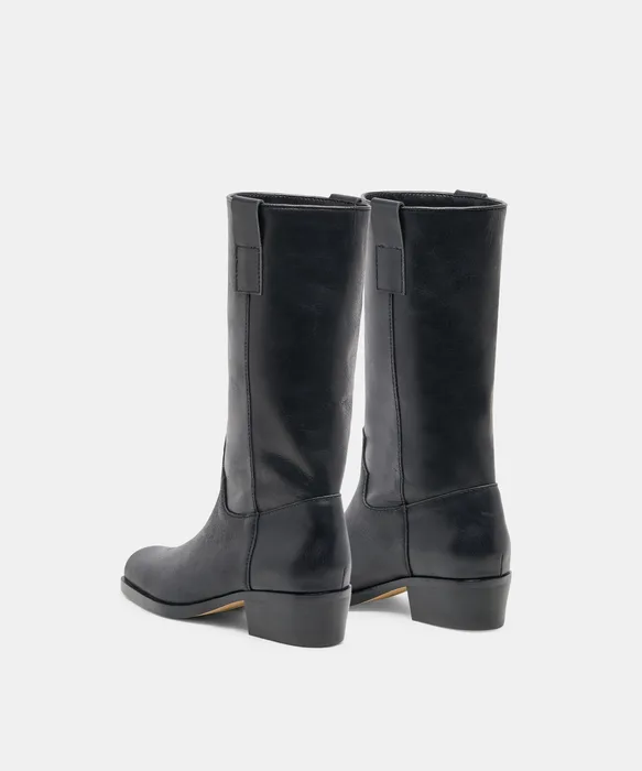 Romie Black Leather Boots — view 6