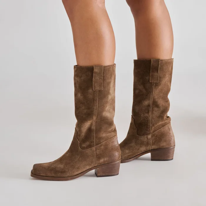 Romie Chocolate Suede Boots — view 5