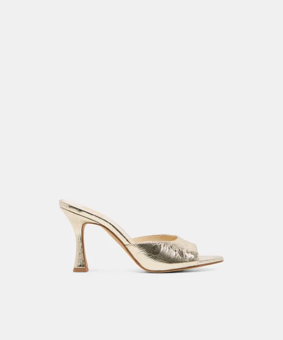 Rosha Platinum Distressed Leather Heels — view 2