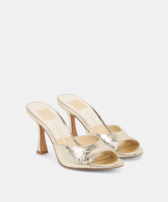 Rosha Platinum Distressed Leather Heels — view 3