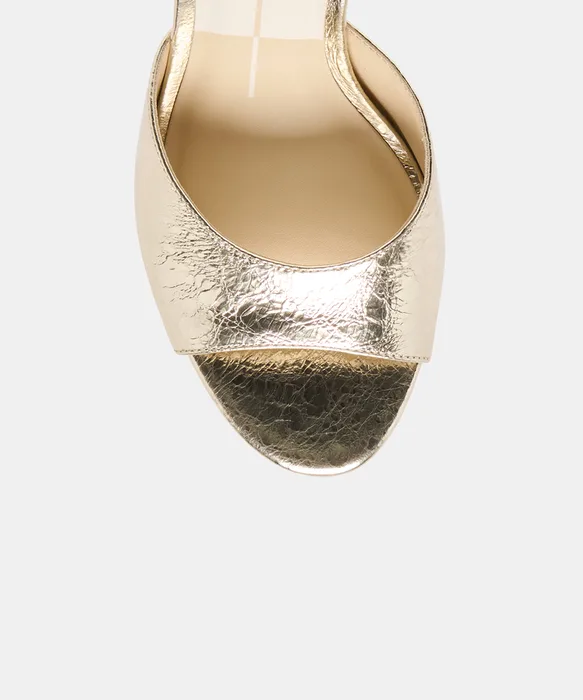 Rosha Platinum Distressed Leather Heels — view 4