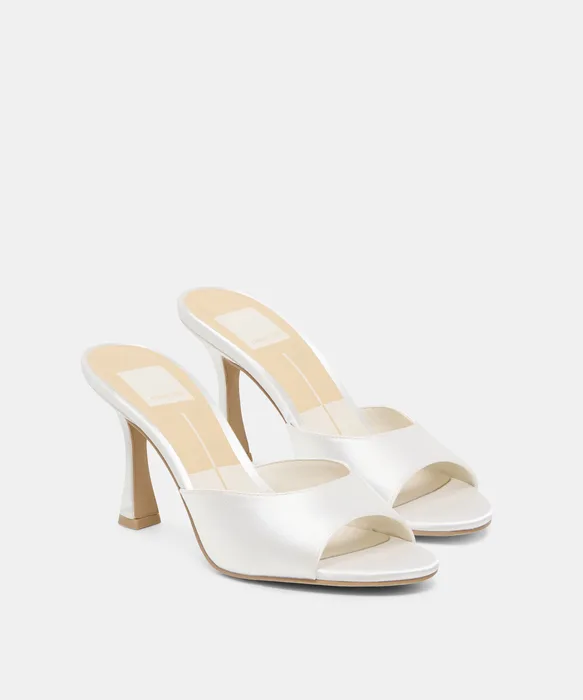Rosha True White Satin Heels — view 3