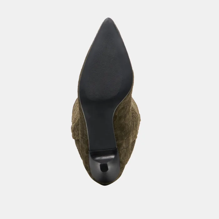 ROXLA BOOTS OLIVE CROCO EMBOSSED LEATHER
