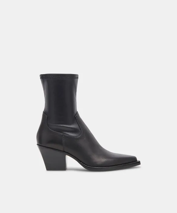 RUTGER Black Leather Mid-Ankle Block-Heel Boots — view 2