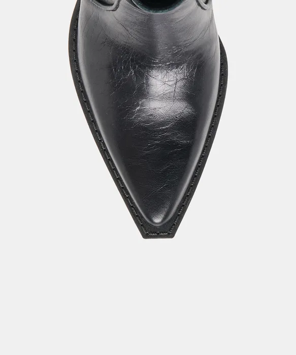 RYEN Black Leather Western Ankle Booties — view 4