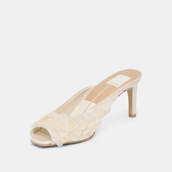 Samary Confetti Off White Satin Heels — view 7