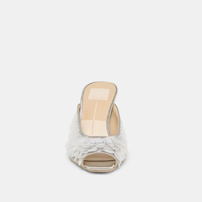 Samary Confetti Silver Satin Heels — view 11