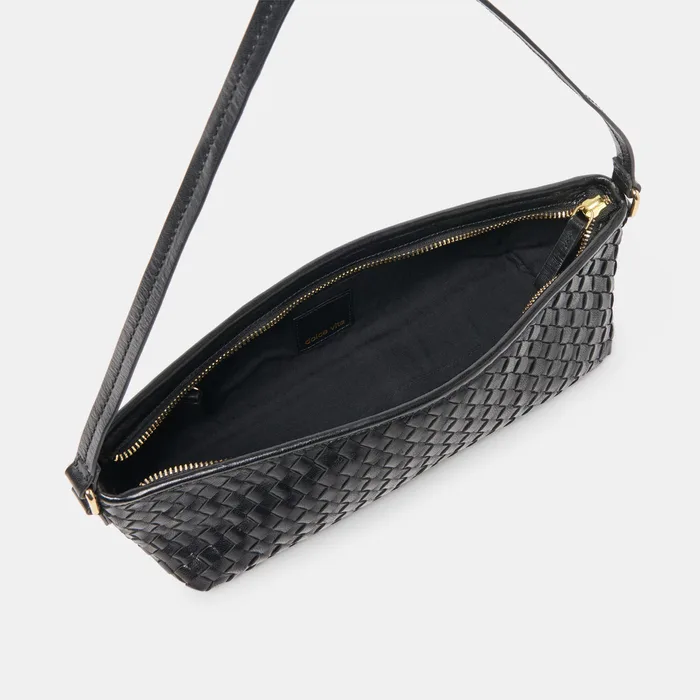 Savaii Black Woven Leather Shoulder Bag — view 6