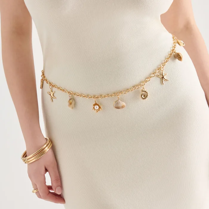SHELL CHAIN LINK BELT GOLD