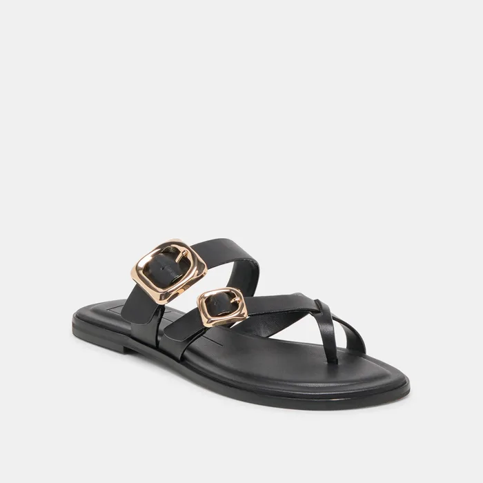 Shore Black Leather Sandals — view 3