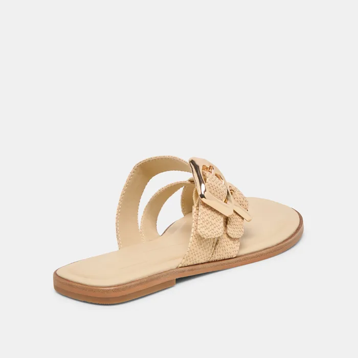 SHORE Sand Raffia Flip-Flop Buckled Sandals — view 4