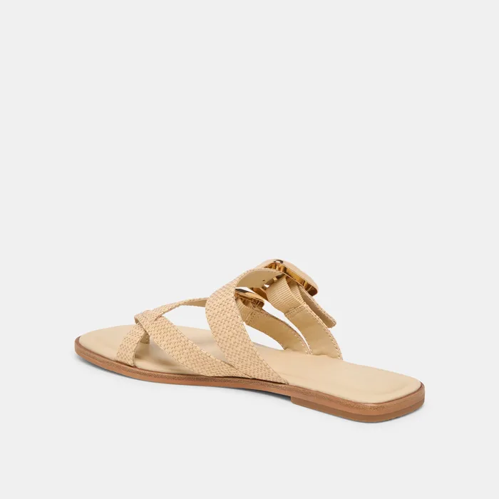 SHORE Sand Raffia Flip-Flop Buckled Sandals — view 6