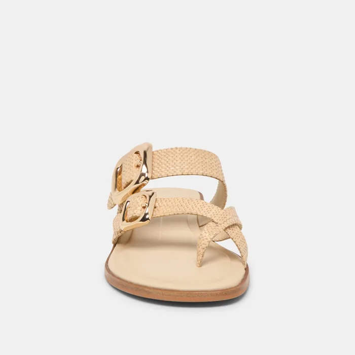 SHORE Sand Raffia Flip-Flop Buckled Sandals — view 7