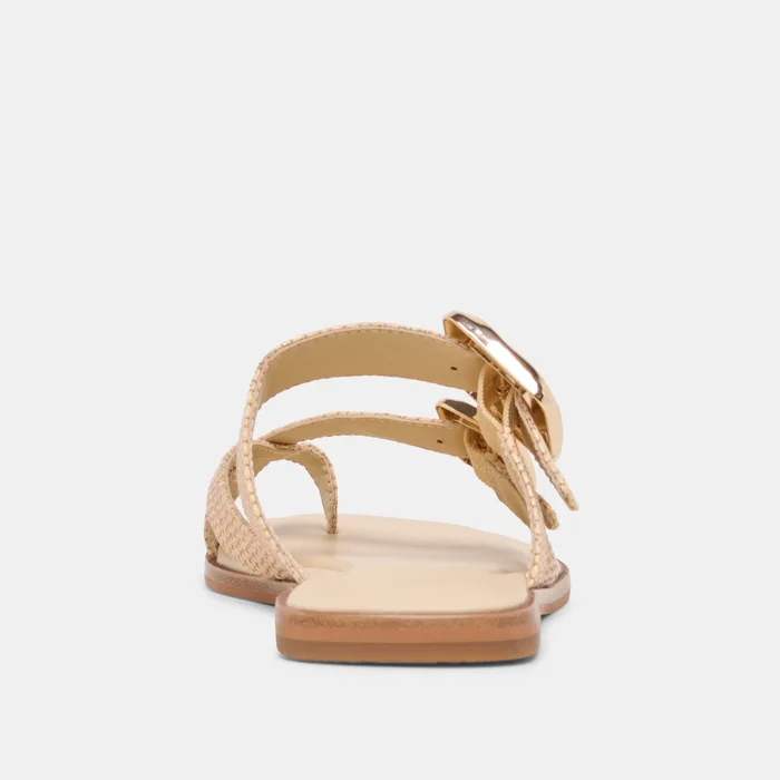 SHORE Sand Raffia Flip-Flop Buckled Sandals — view 8