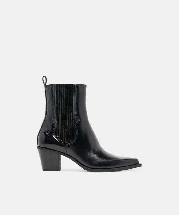 SOLINE H2O Black Leather Block-Heel Waterproof Ankle Bootie — view 2