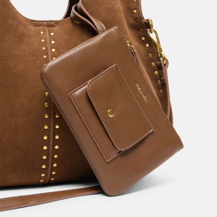 SONORA Mid Brown Suede Large Tote Bag — view 4