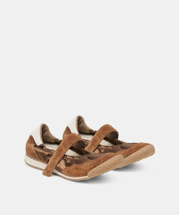 SPRUCE Cocoa Satin Mary-Jane Ballet Sneakers — view 3