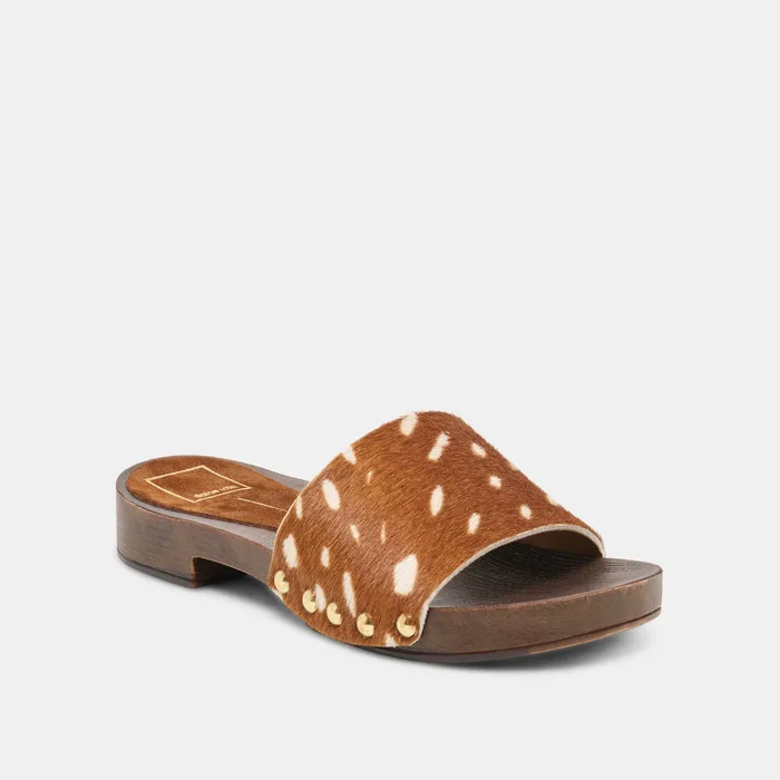SYMONE Chestnut Calf Hair Slip-On Sandals — view 3