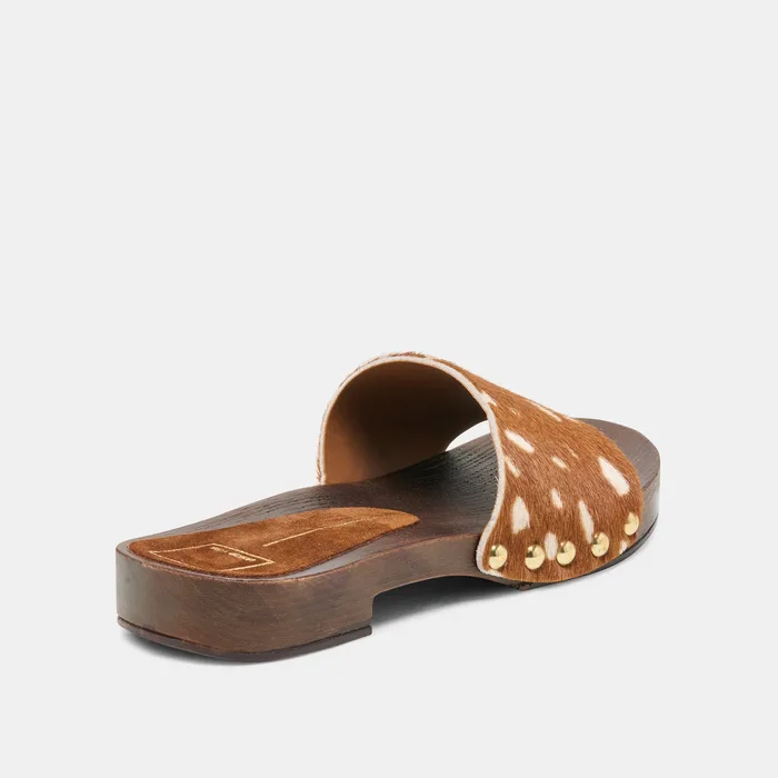 SYMONE Chestnut Calf Hair Slip-On Sandals — view 4