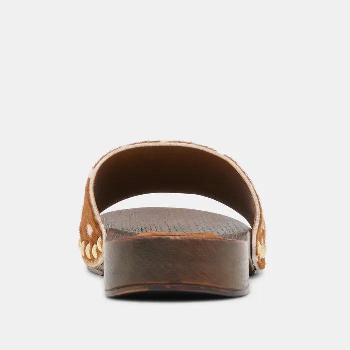 SYMONE Chestnut Calf Hair Slip-On Sandals — view 8