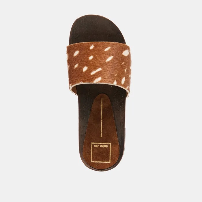 SYMONE Chestnut Calf Hair Slip-On Sandals — view 9