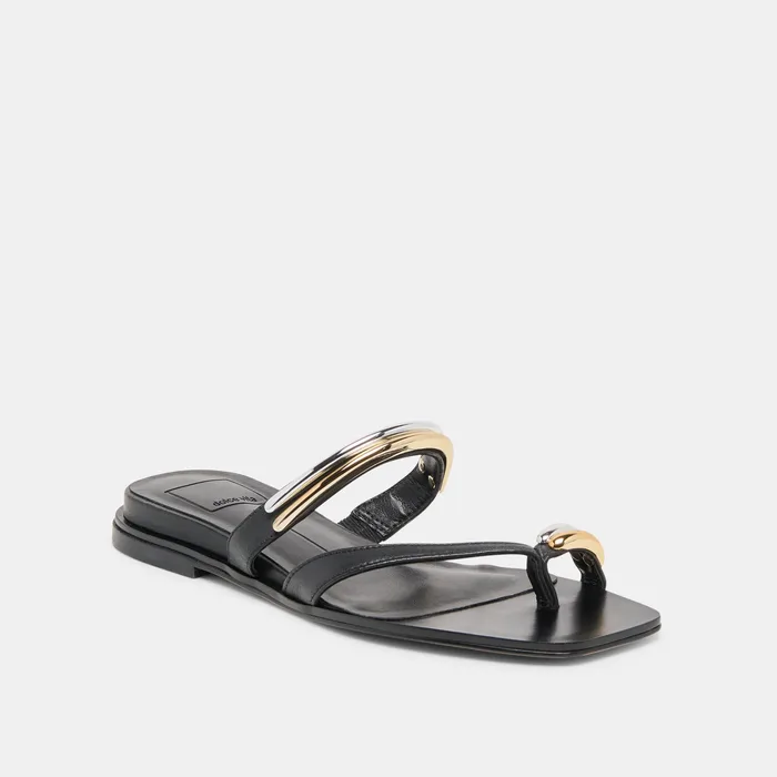 Tarina Black Leather Sandals — view 4