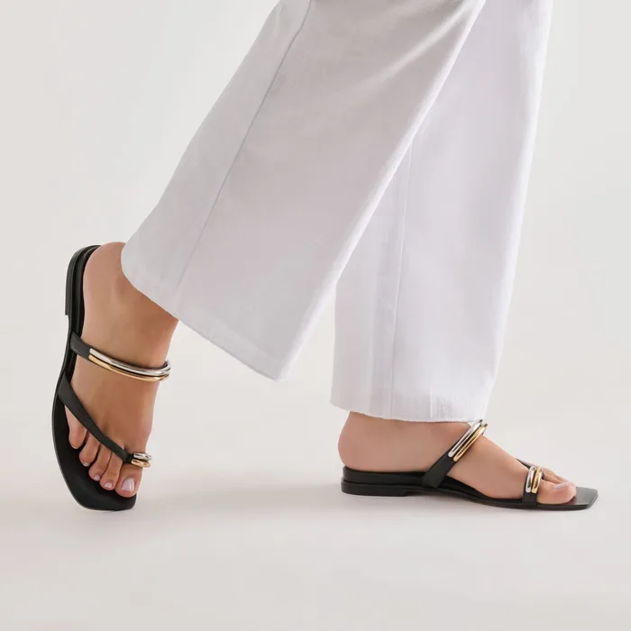 Tarina Black Leather Sandals — view 7