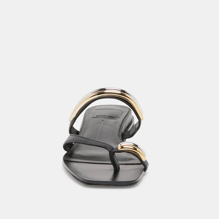 Tarina Black Leather Sandals — view 10