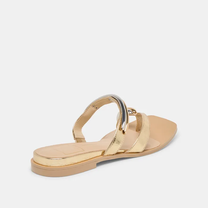 Tarina Gold Leather Sandals — view 4