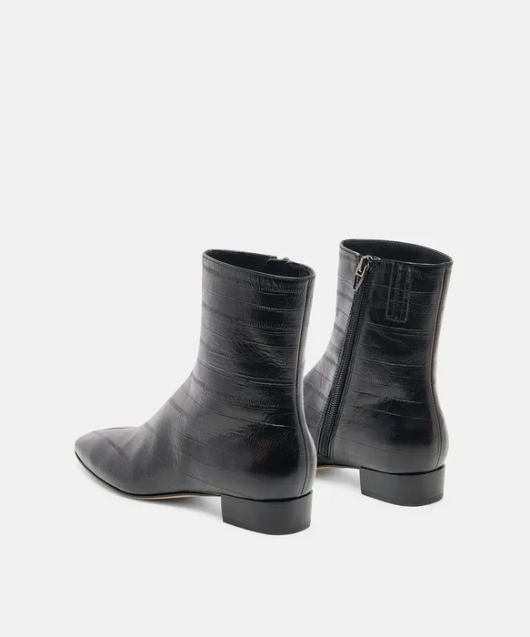 TARINE BOOTIES NOIR EMBOSSED LEATHER