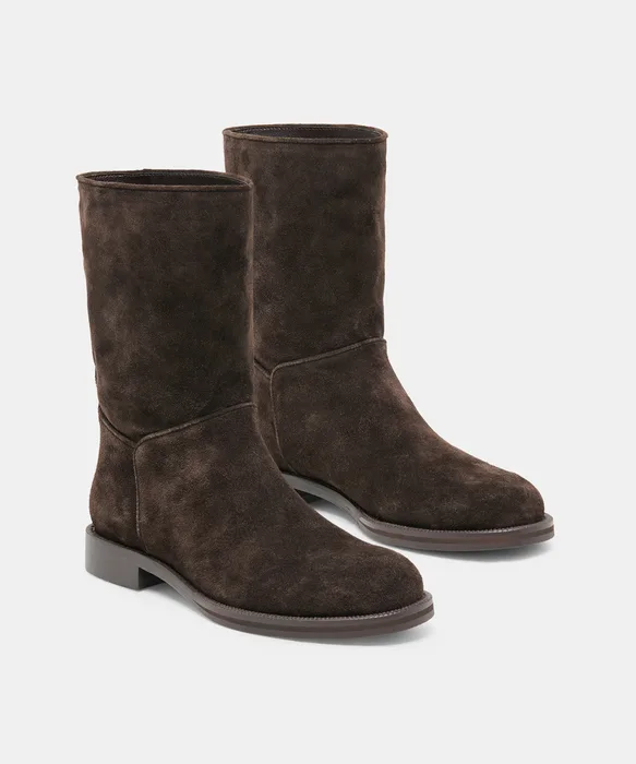 TEGEN Espresso Suede Mid-Calf Boots — view 3